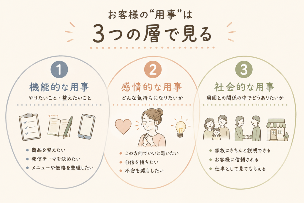 40代女性の起業で発信に迷ったら。JOB理論で3つの層で考える。